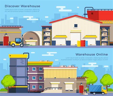 Free Vector Warehouse Flat Banners