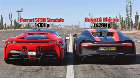 Fh Drag Race Ferrari Sf Stradale Vs Bugatti Chiron Youtube