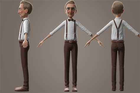 Cartoon Old Man Rigged D Model Rigged Cgtrader