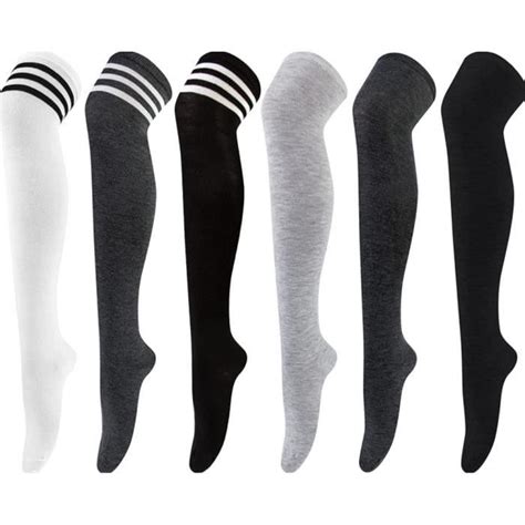 6 Paires Chaussettes Hautes Montantes Femme Chaussettes De Genoux