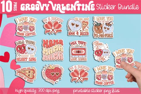 Retro Valentine S Day Sticker Bundle Graphic By Craftart Creative Fabrica