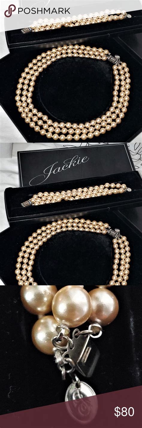 Jackie Kennedy Pearl Necklace Bracelet Set | Womens jewelry necklace ...