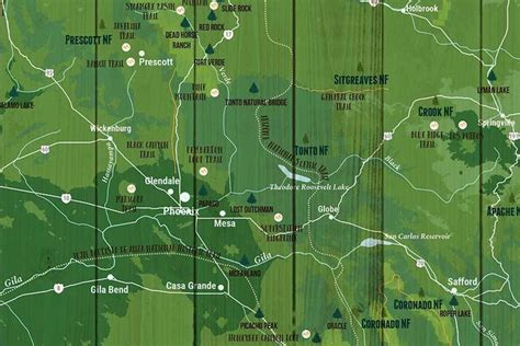 a map of the area that is covered in green grass and has trees on it