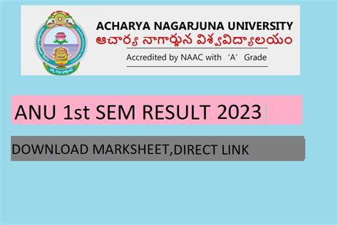 ANU Degree 1st Sem Results 2023 Out Vidyavision 3rd 5th Sem