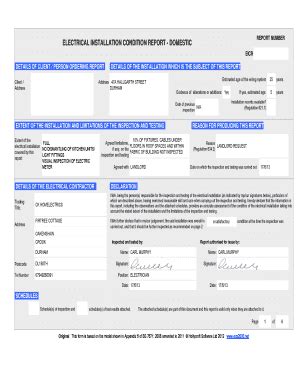 Fillable Online Electrical Installation Condition Report Domestic Fax