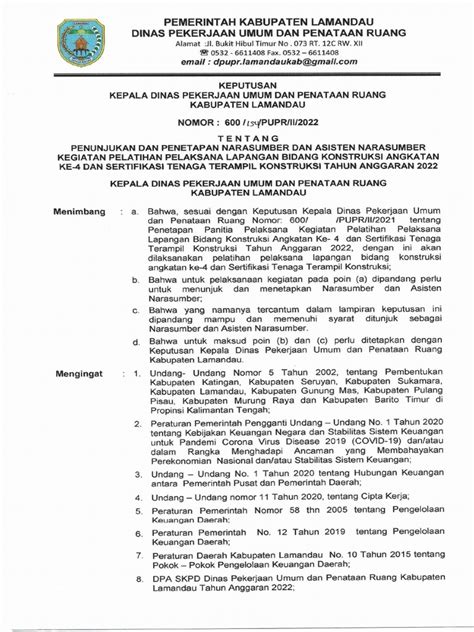 Sk Kegiatan Pelatihan 2022 Pdf