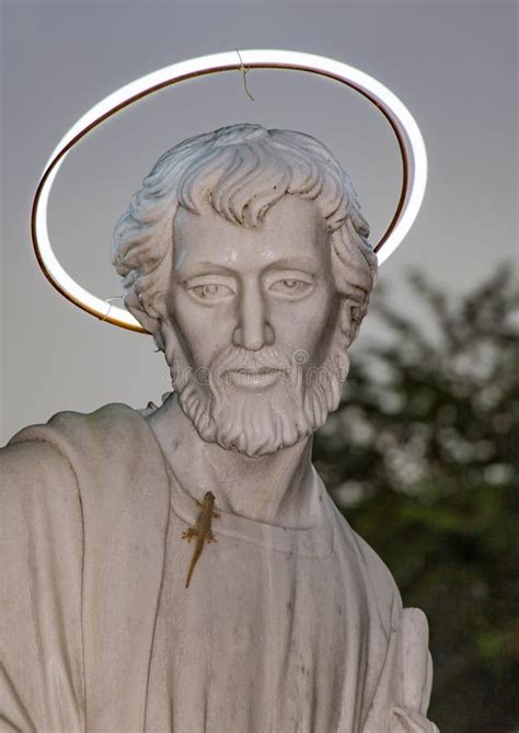 Statue Of St Joseph With Halo Over His Head Stock Image Image Of