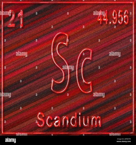 Scandium Chemical Element Sign With Atomic Number And Atomic Weight Periodic Table Element