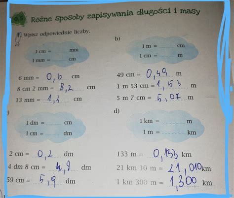 R Ne Sposoby Zapisywania D Ugo Ci I Masy Zadanie Pierwsze Wpisz