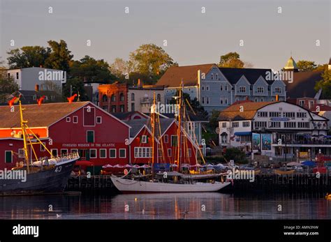 Fisheries Museum of the Atlantic and town of Lunenburg, at sunset ...