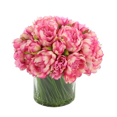 House Of Hampton Faux Magenta Pink Peony Floral Arrangement In Glass