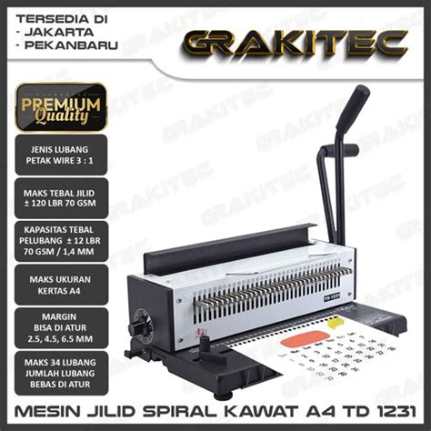 Jual Mesin Jilid Spiral Kawat GRAKITEC TD 1231 T9520R A4 TD1231