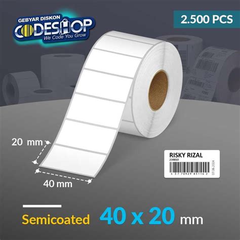 Jual Codeshop Label Semicoated 40 X 20 Mm 1 Line Stiker Printer Barcode