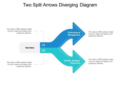 Two Split Arrows Diverging Diagram Presentation PowerPoint Templates