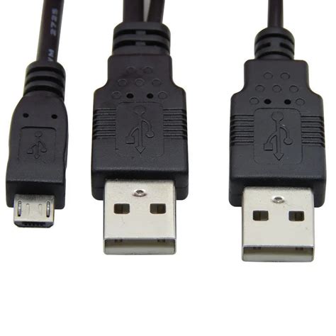 Dual Usb Male To Micro Usb P Male Y Cable For Hard Disk Drive