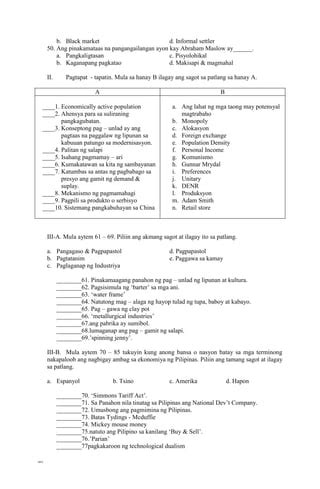 Economics Questions Filipino Pdf