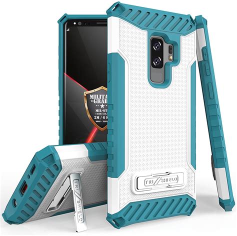 Case For Galaxy S Plus White Turquoise Tri Shield Rugged Hybrid Cover