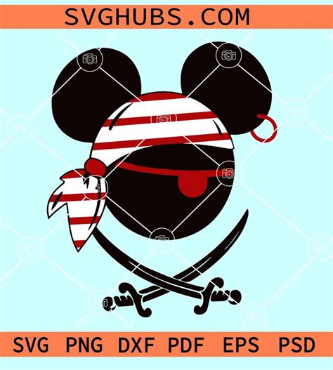 Mickey Mouse Pirates Svg Mickey With Bandana Svg Disney Trip Svg