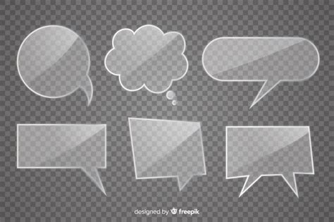 Free Vector Realistic Glass Speech Bubble Collection