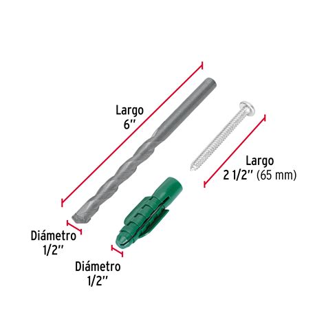 Ficha Tecnica Kit De 20 Taquetes 1 2 Con Pijas 14 Y 1 Broca 1 2 Fiero