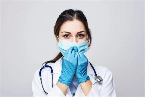 Retrato De Una Joven Doctora Feliz Con Bata De Laboratorio Y