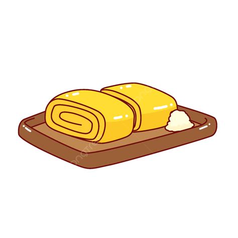 Cartoon Hand Drawn Gourmet Tamagoyaki Line Illustration Vector