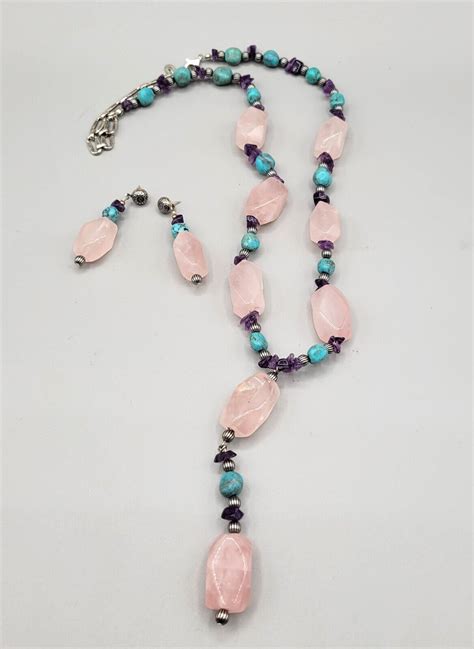 Relios Carolyn Pollack Rose Quartz Amethyst Turquoise Gem