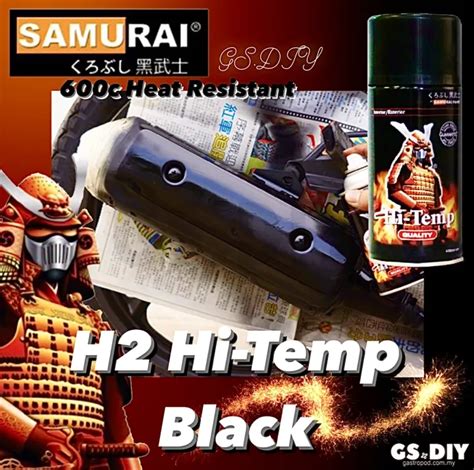 SAMURAI H2 Hi Temp Black 600c Heat Resistant Spray Paint Motor Spray