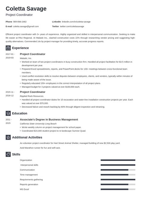 Project Coordinator Resume Sample With Examples Of Skills