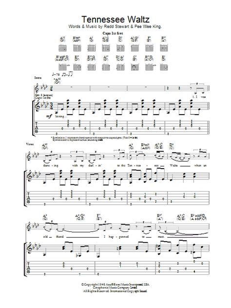 Tennessee Waltz Guitar Tab Print Sheet Music Now