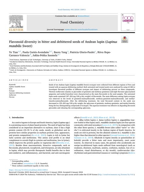 PDF Flavonoid Diversity In Bitter And Debittered Seeds Of Andean