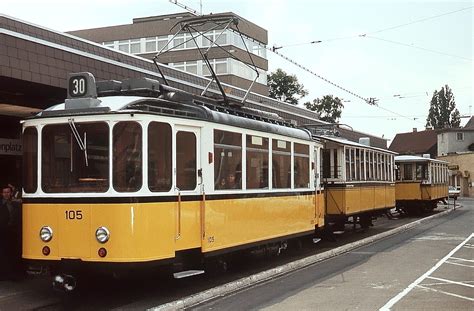 Zahnradbahn Stuttgart Tw 105 Und Vorstellwagen 120 Im Mai 1978 In Der