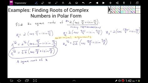 Examples Roots Of Complex Numbers In Polar Form Youtube