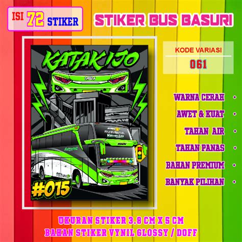 Stiker Bus Basuri Katak Ijo 061 Isi 72 Pcs Warna Cerah Awet Jelas