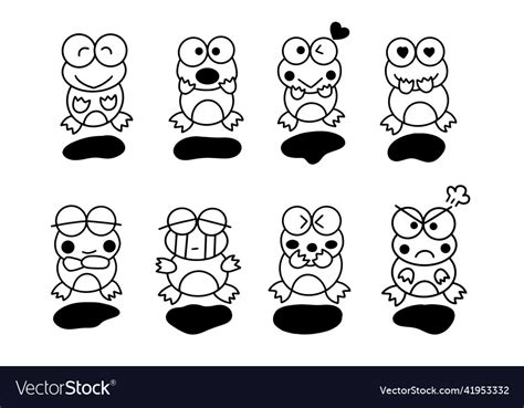 Cute Frog Cartoon Outline For Coloring Royalty Free Vector