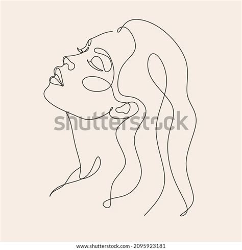 Line Drawing Woman Face Line Art стоковая векторная графика без