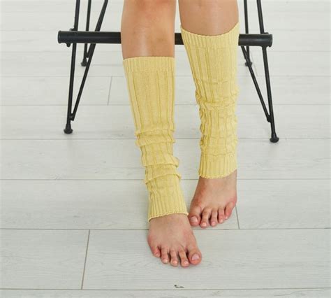 Yellow Ribbed Knit Leg Warmers Leg Warmers Women Dancing Leg Warmers