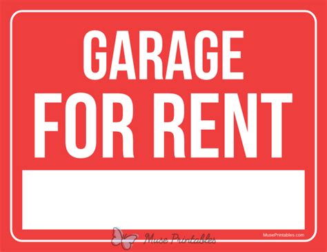 Printable Garage For Rent Sign