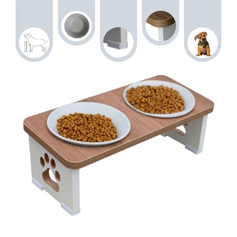 Comedouro Bebedouro Duplo Pet Mdf Elevado Cachorro MadeiraMadeira