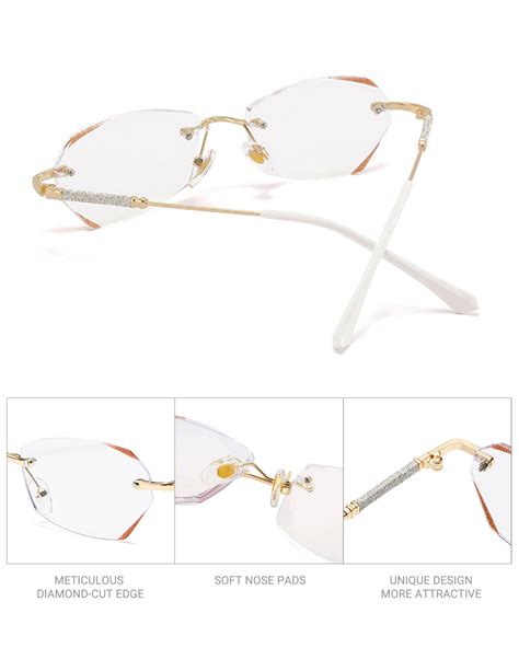 Luff Rimless Reading Glasses For Women Fashion Lightweight Anti Blue L