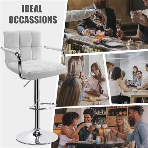 Buy Huracan Bar Stools Set Of White Bar Chairs With Arms Swivel