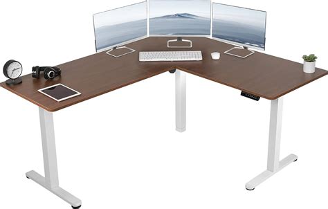 Vivo Electric Height Adjustable X Inch Corner Stand Up Desk Dark