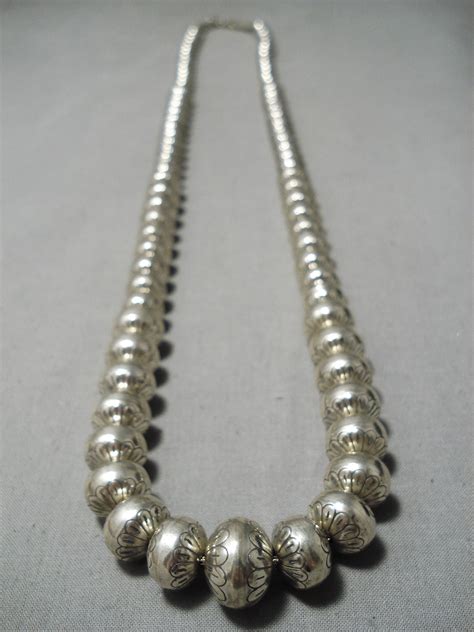 Navajo Silver Bead Necklace Sterling “navajo Pearl” World Wide Weft