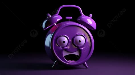 Purple Alarm Clock With Angry Eyes And Laughing Expression Background