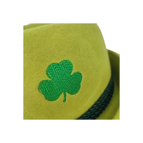 Chapeau Broderie Saint Patrick Feutre Laine Vert Anis Traclet