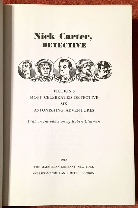 Nick Carter Detective Fictions Most Celebrated Detective Six