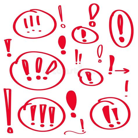 Set Hand Drawn Exclamation Mark Stock Vector Illustration Of Doodle