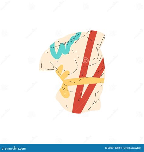 Ancient Sculpture Of Front Part Nude Male Body Figure Vector Colorful