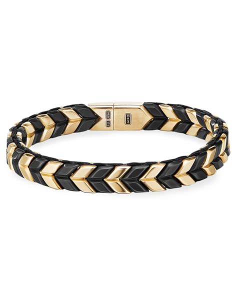 David Yurman Men S Mm Chevron Bracelet In K Gold And Titanium