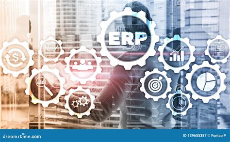 Erp System Enterprise Resource Planning On Blurred Background